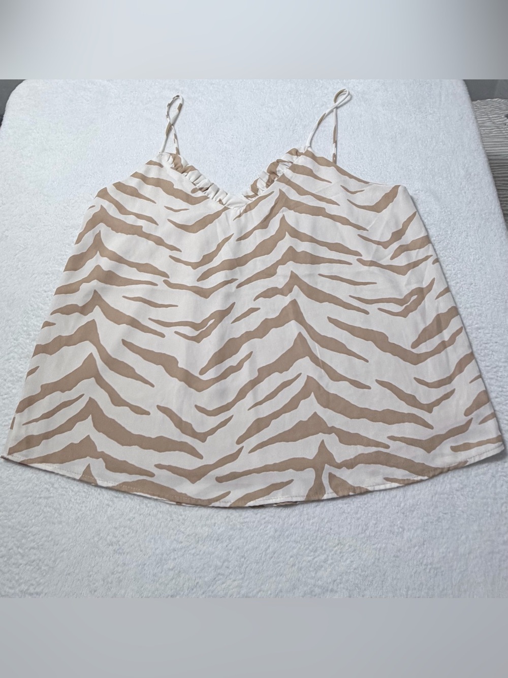 Adrienne Animal Print Cami Tank Top 2X Beige & Ivory Made in USA - Picture 3 of 7